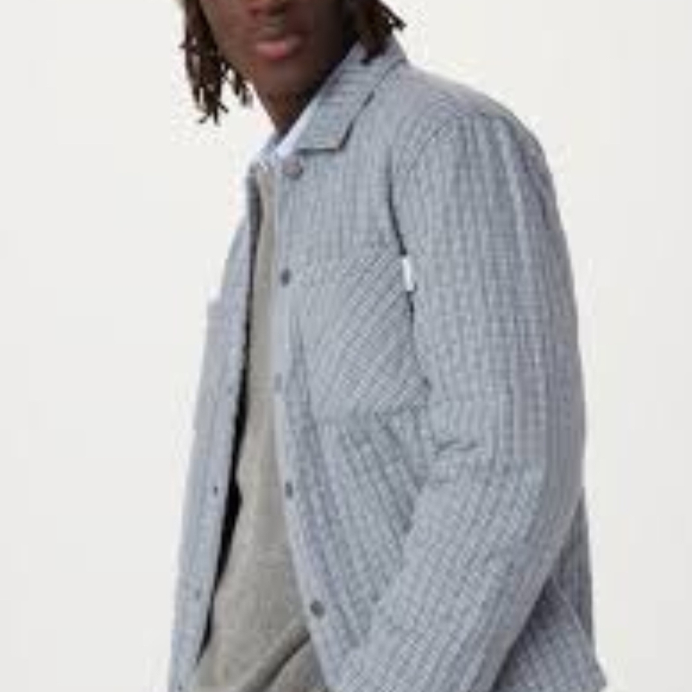 Frank & Oak Men's Shacket Quilted  Over Shirt Jacket SZ S Blue